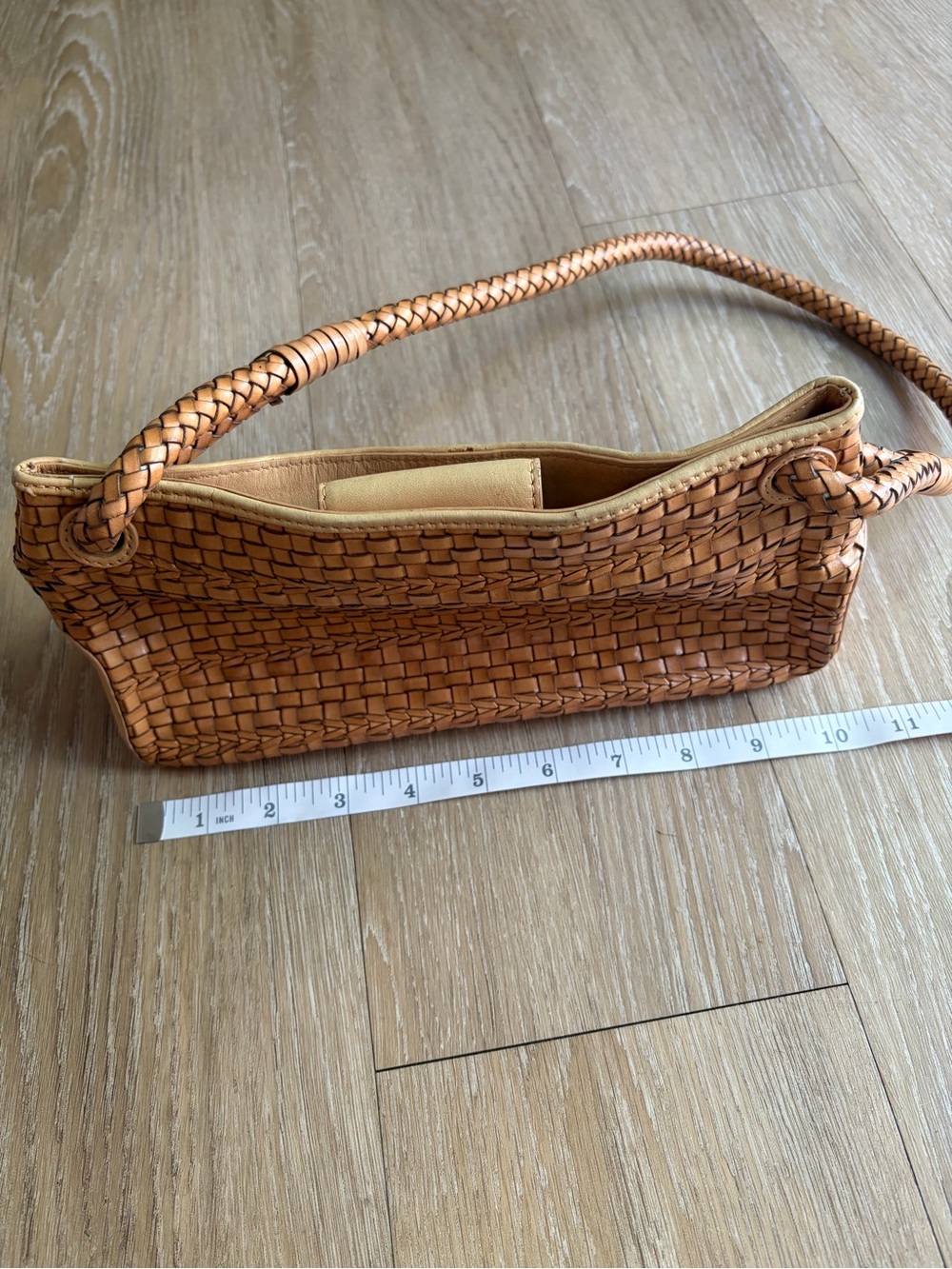 Vintage Fossil Woven Tan Leather Shoulder Bag - Picture 14 of 15